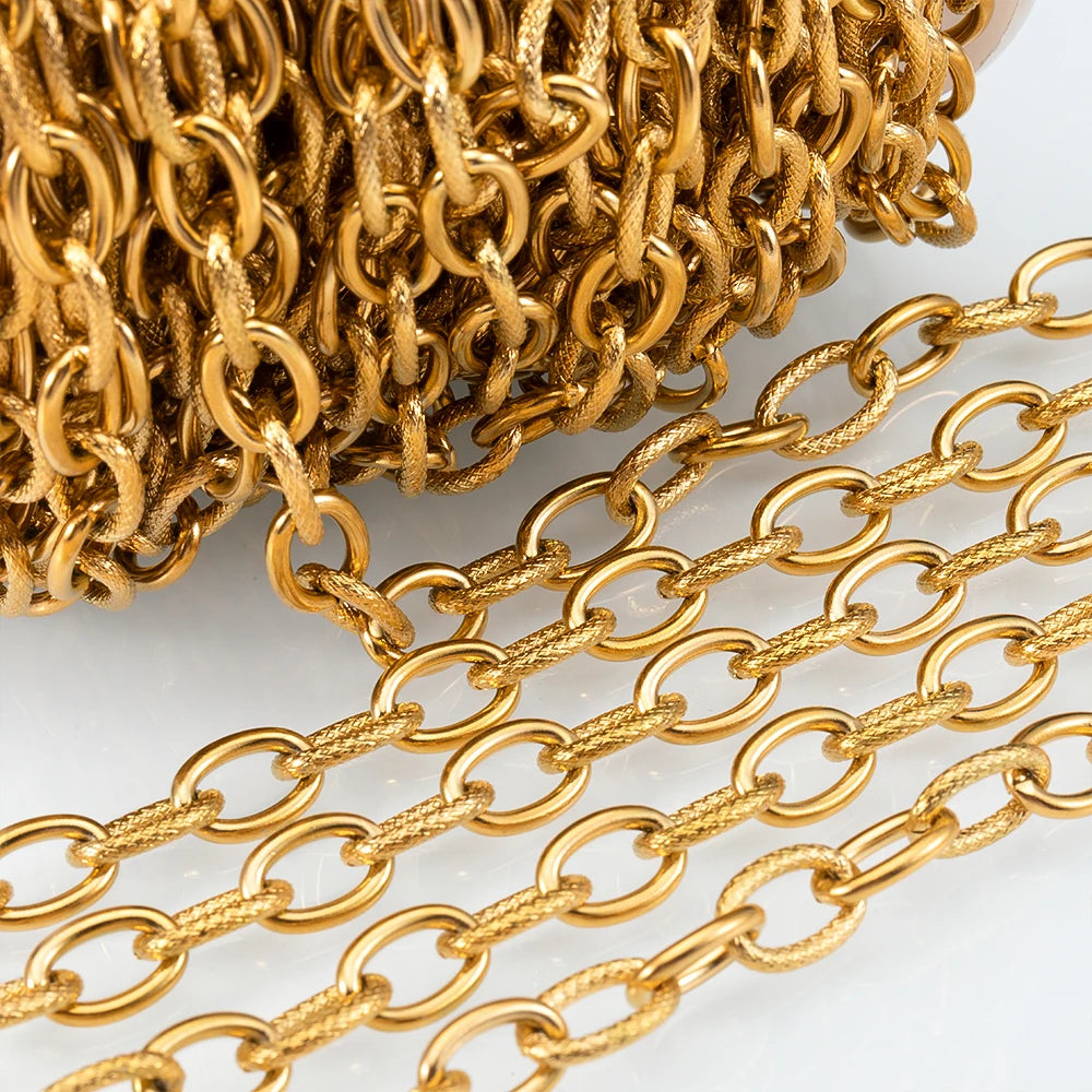 1M Stainless Steel Big Oval Cross Small Circle Link Chains Heavy Chunky Punk Chain DIY Jewelry Making Supplies Necklace Bracelet Viralgem Store