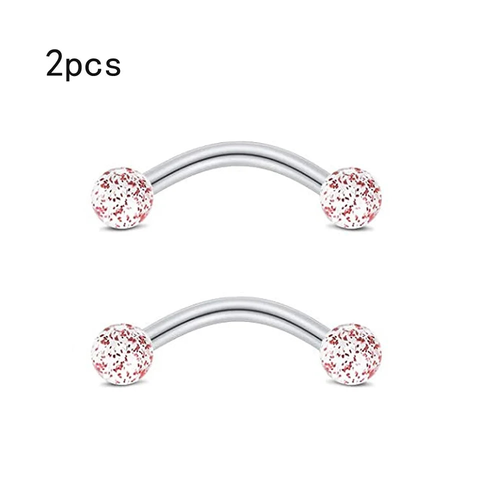 WKOUD 16G Cartilage Helix Earrings Hoop Tragus Snug Piercing Jewelry Stainless Steel Curved Barbell Eyebrow Rings Pink 6/8/10mm