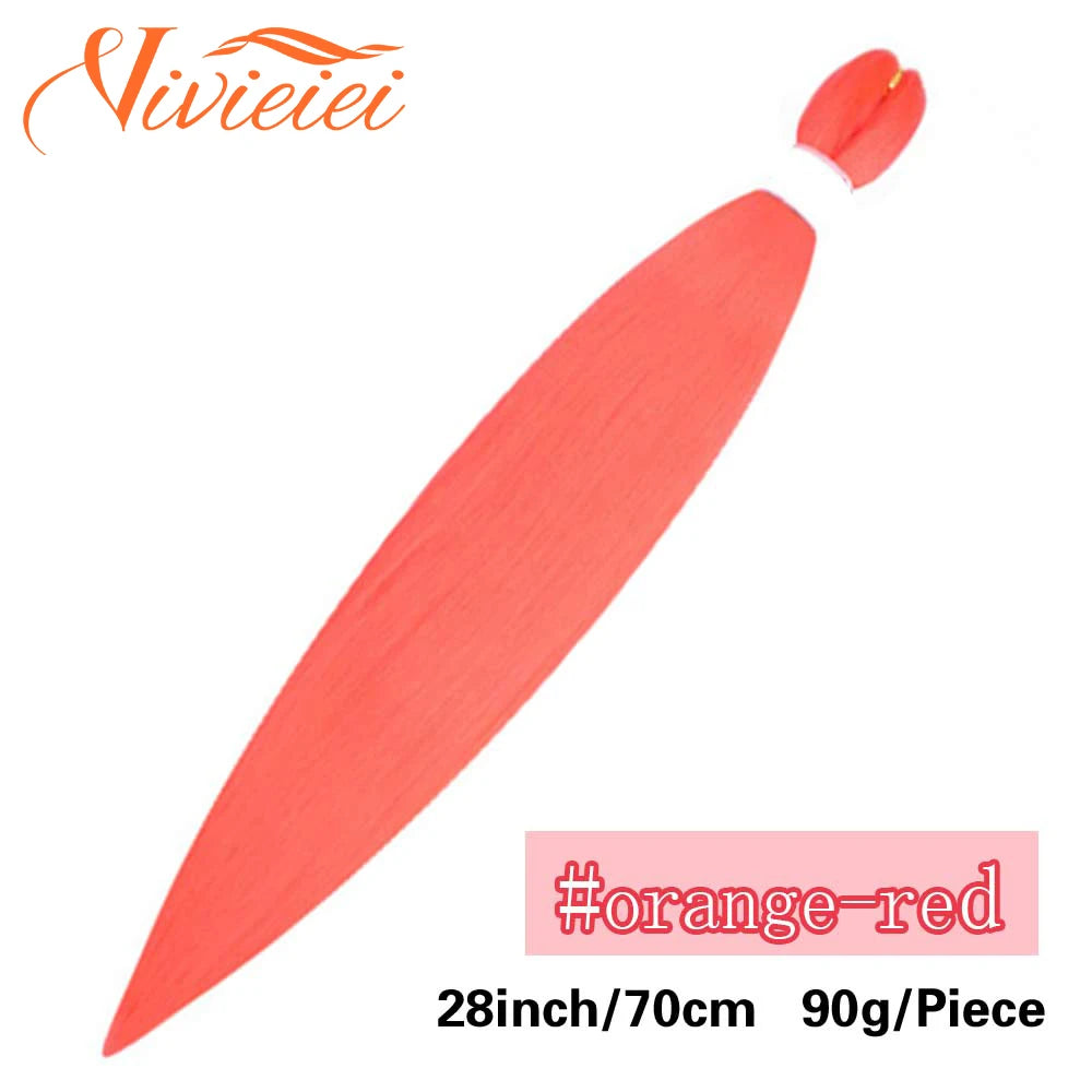 Synthetic Jumbo Braids Hair Extensions 28 Inch Braiding Hair Pre Stretched Orange Green White Blue Red Pink Purple Braids Viralgem Store