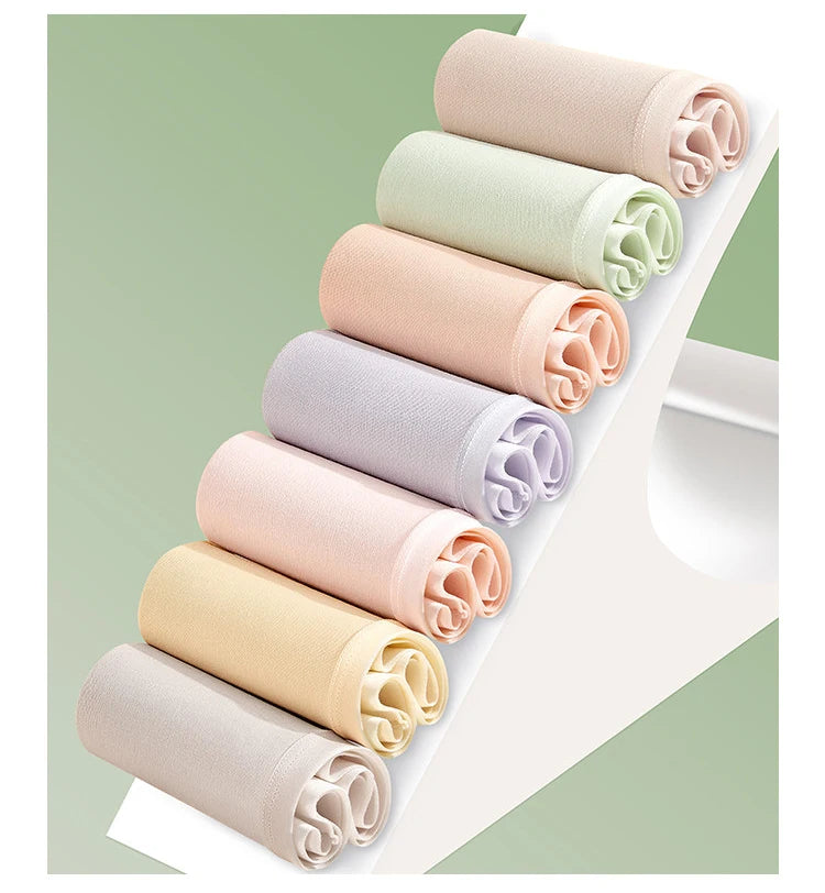 7Pcs Cotton Women's Panties Breathable Underwear Seamless Girls Briefs Solid Panty Soft Underpants Sexy Low-Rise Female Lingerie