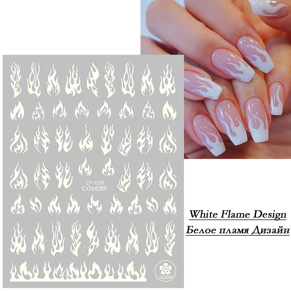 1pcs 3D Luminous Nail Stickers Flame Butterfly Star Moon Glitter Design Glow in The Dark Slider Manicure Decorations JICY028-036