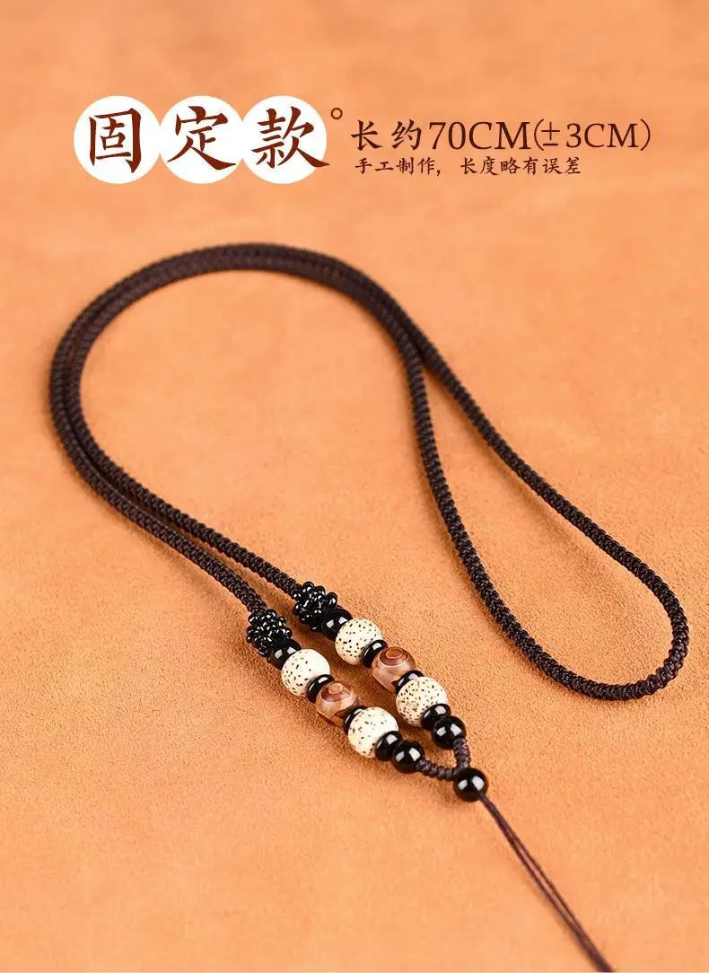 Xingyue Bodhi Seed Necklace for Men and Women Handmade Woven Braided Rope Pendant Lanyard Jade Pei Gold Pendant Matching Rope