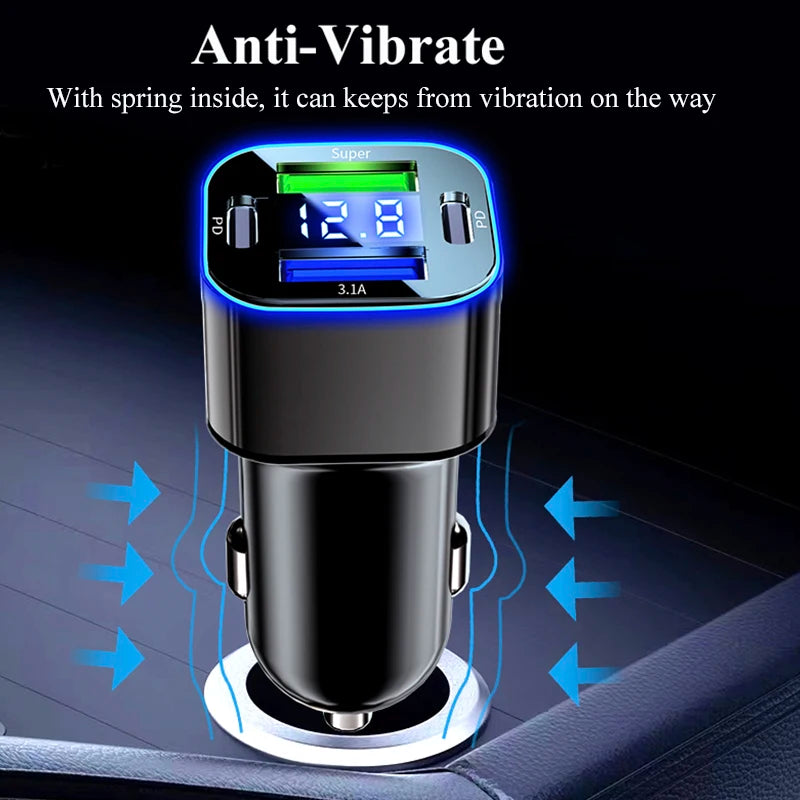 4 in 1 USB C Car Charger Dual PD  Super Fast Charging Adapter for iPhone 15 Pro Max 14 Plus Huawei Oneplus Samsung OPPO Vivo