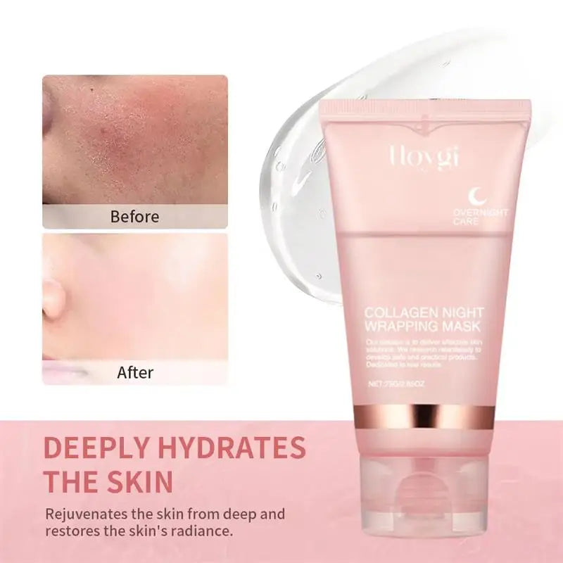 75ml Collagen Overnight Wrapping Peel Off Facial Mask Korean Collagen Night Wrapping Mask Deeply Hydrates Night Care Mask Cream Viralgem Store