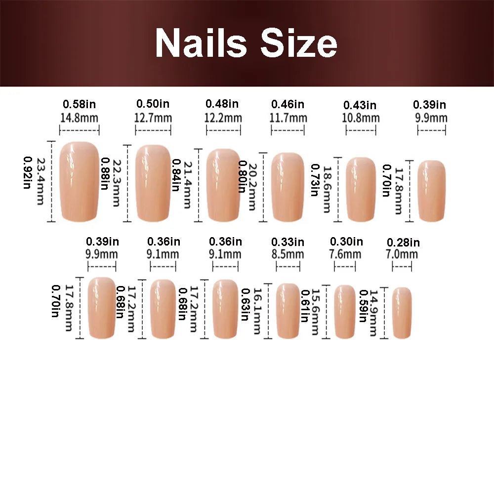 24pcs/set short Medium fake nails square ballet almond nail tips pink beautiful heart for Valentine's Day press on false nails