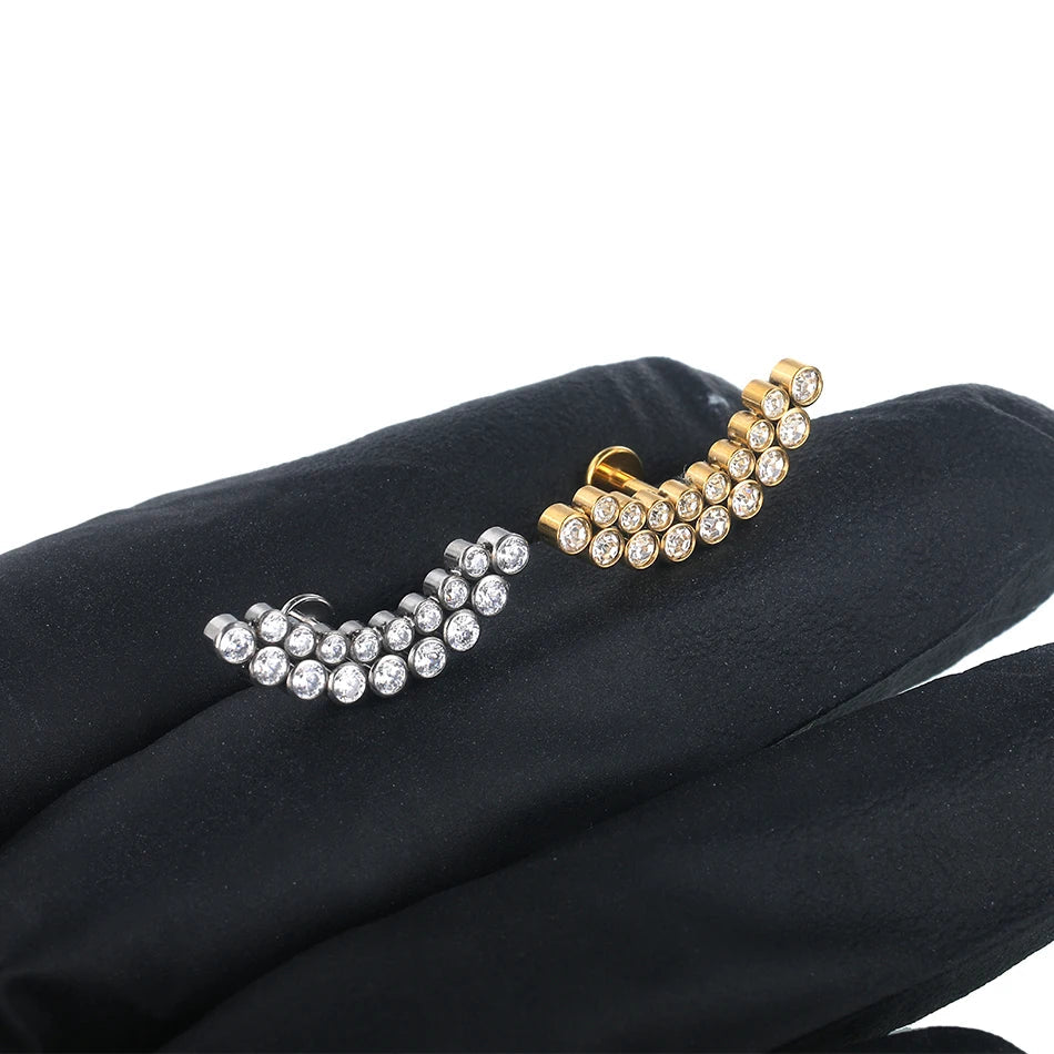 1pcs Titanium Cubic Zirconia Bee Flower Stud Earring Helix Tragus Daith Piercing Hinged Segment Hoop Body Jewelry Viralgem Store