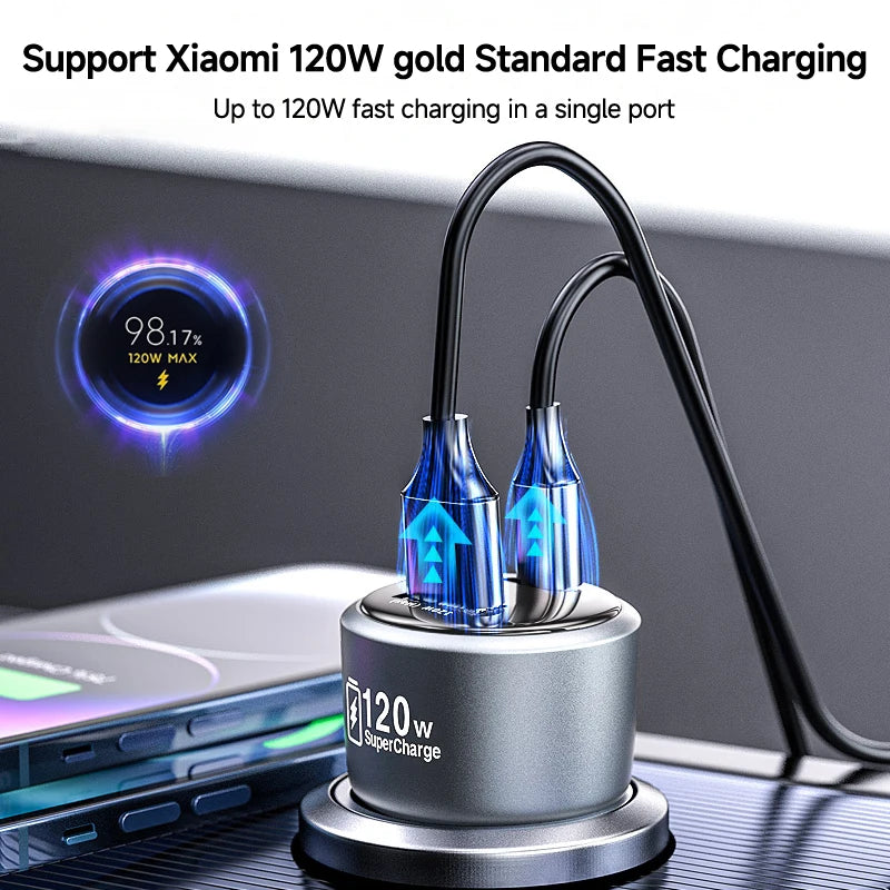 120W Xiaomi USB Type C Car Charger 67W 6A Turbo Fast Charging Adapter For Mi 14 13 13T 12 Pro Redmi Note K60 IPhone 16 15 Charge Viralgem Store