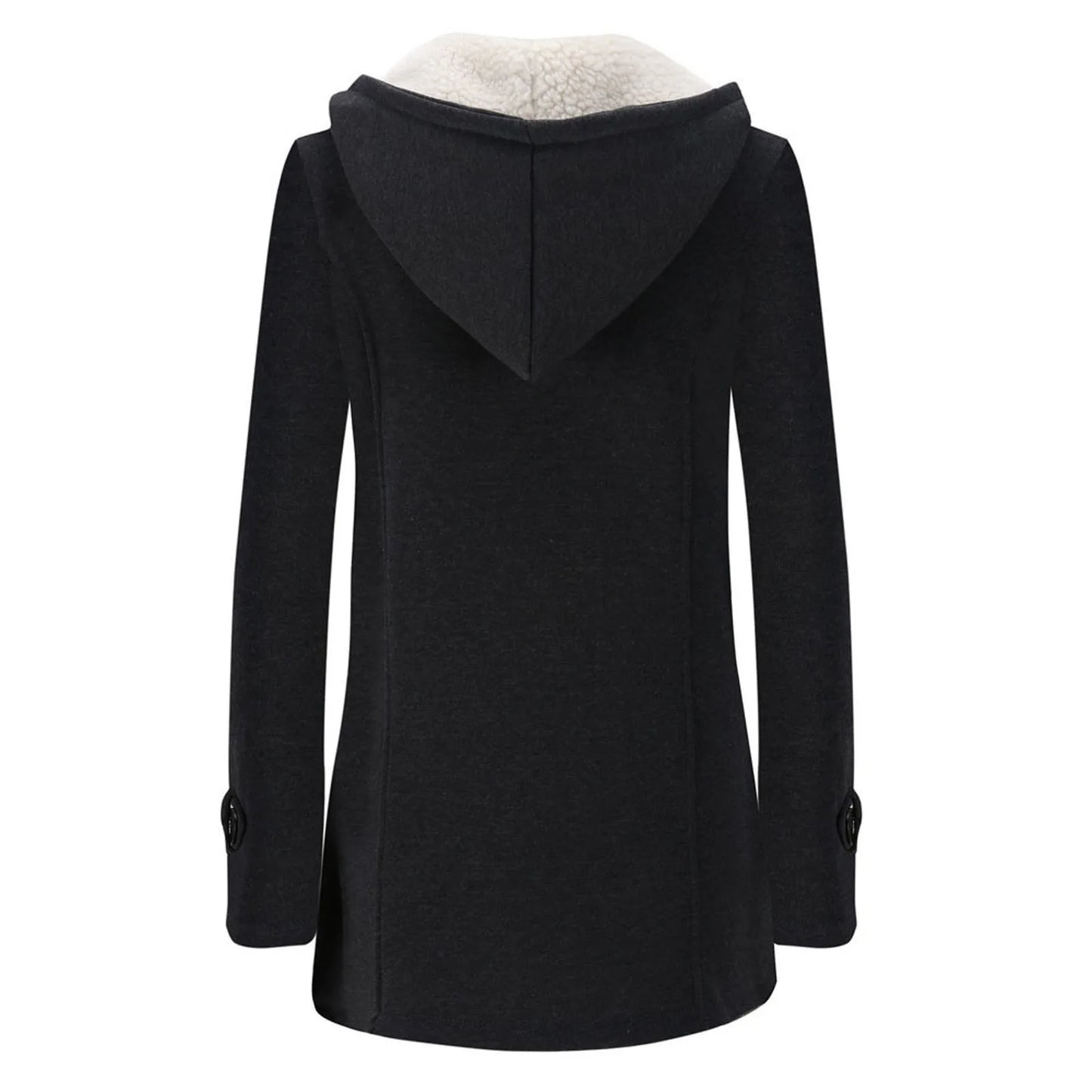 Womens Winter Coats Thicken Sherpa Lined Jacket Fashion Horn Button Hooded Outwear Warm Wool Blended Pea Coat Pockets