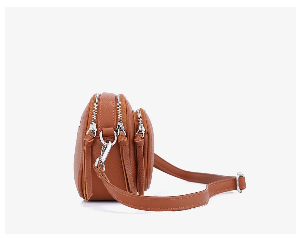 Zency Designer Women Shoulder Bag Genuine Cowhide Leather Handbag Zipper Pockets Large Capacity Female Crossbody Bag White Viralgem Store