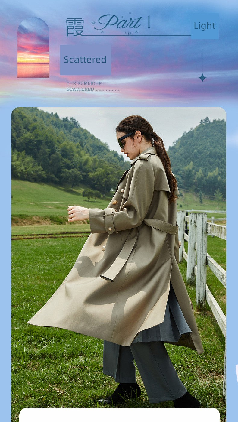 2024 Spring & Fall New Arrival Big Brand Classy C Double Breasted Loose Retro Elegant Mid Length Long Length Trench Coat Outwear Women Viralgem Store