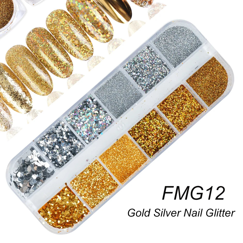 12 Grids Opal Dream Crystal Sequins Nail Flake Galaxy Iridescent Aurora 3D Paillette for Winter Autumn Manicure Decoration SWYFH Viralgem Store