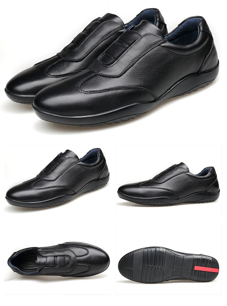 Trendy Genuine Leather Shoes Men Lightweight Luxury Bean Shoe Elegant Business Flat Boat Lazy Loafers Walking Driving Size 37 45 Viralgem Store