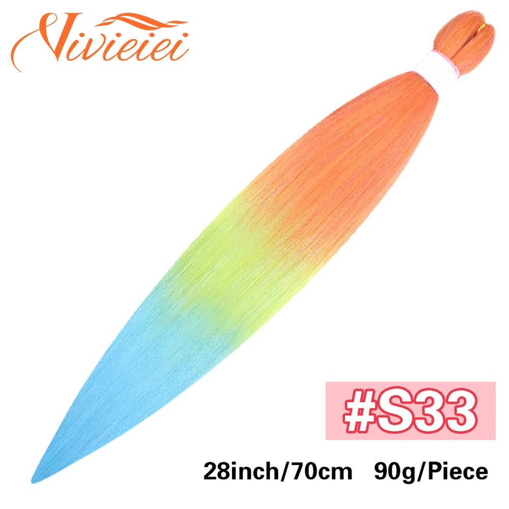 Synthetic Jumbo Braids Hair Extensions 28 Inch Braiding Hair Pre Stretched Orange Green White Blue Red Pink Purple Braids Viralgem Store