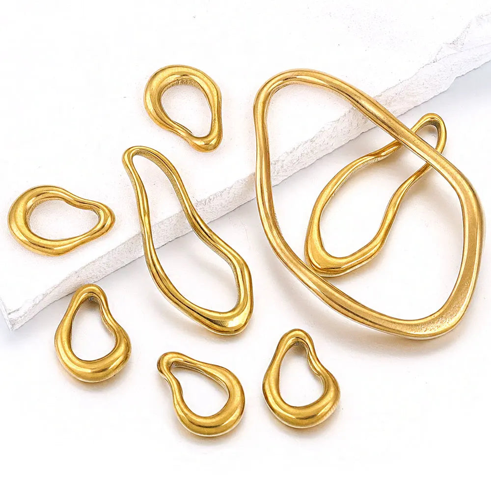 5pcs Stainless Steel Gold-plated Blank Irregular Bezel Charms Connectors for DIY Necklace Jewelry Making Accessories Wholesale