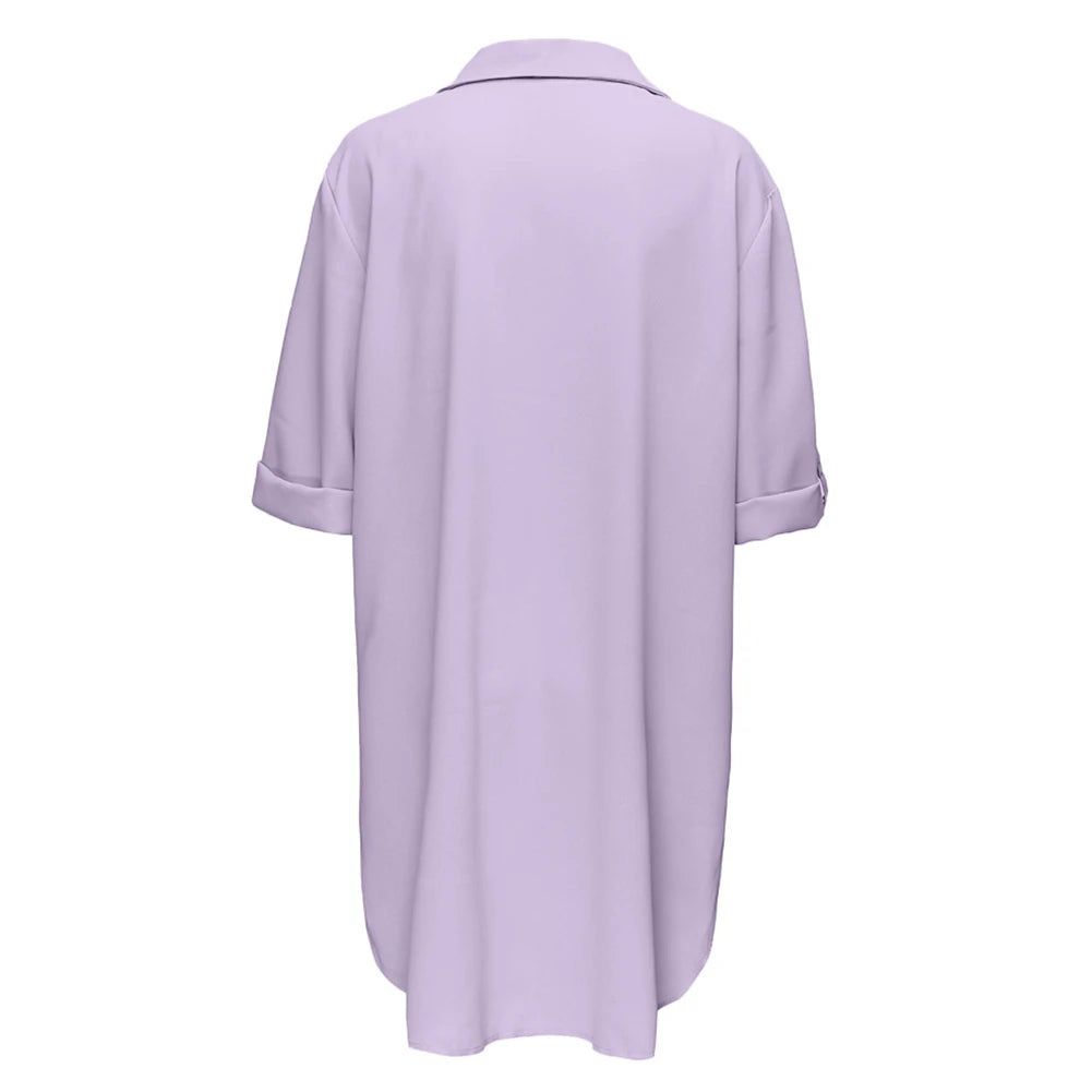 Summer Dress Shirts Beach Holiday Casual Chiffon Comfortable Cover Up Deep Flexible Sun Protection