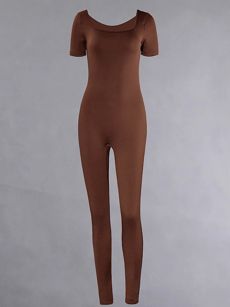 Women's Rompers Short Sleeve Solid Skinny Bodycon Jumpsuits Fashion Sports Fitness Casual Activity Streetwear Overalls Viralgem Store