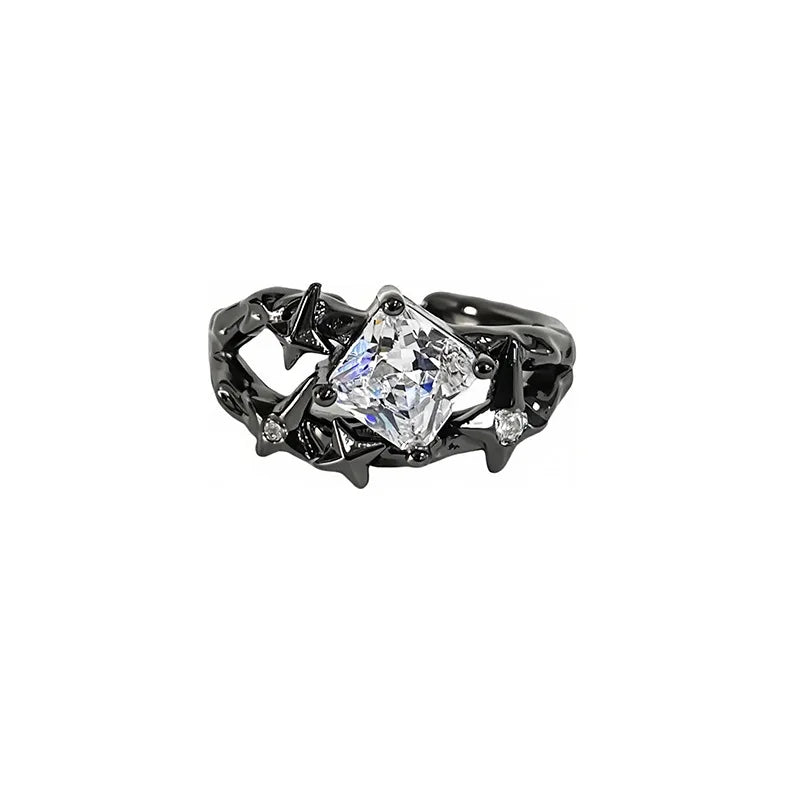 2025 Dark Gothic Irregular Zircon Adjustable Unisex Ring