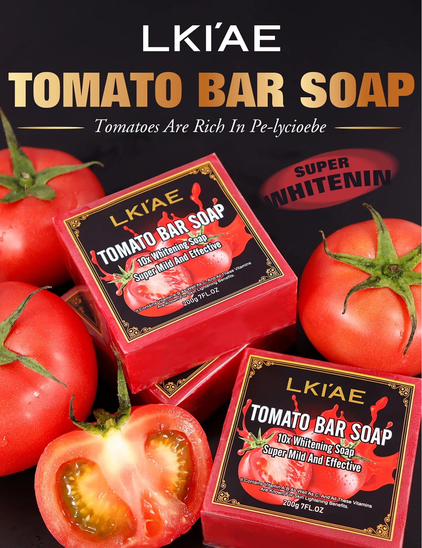 AILKE Organic Tomato Soap Bar, Lightening Skin, Deeply Clean, Exfoliate, Remove Dark Spots, Moisturizing, For Face and Body Viralgem Store
