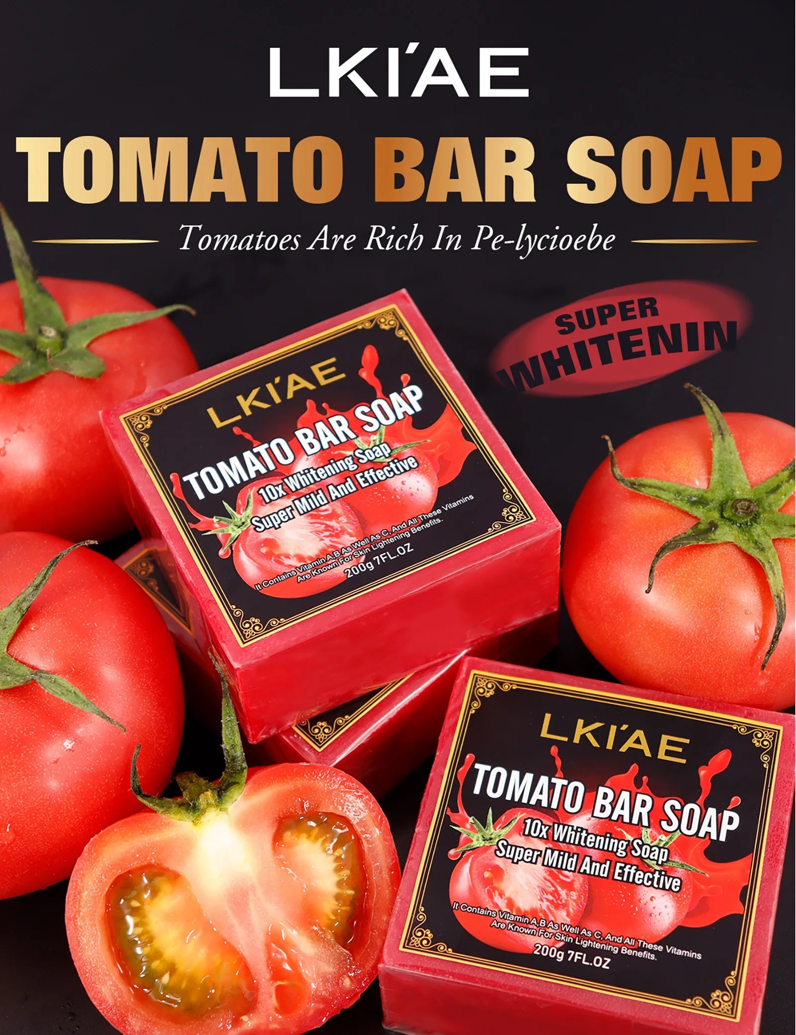 AILKE Organic Tomato Soap Bar, Lightening Skin, Deeply Clean, Exfoliate, Remove Dark Spots, Moisturizing, For Face and Body Viralgem Store