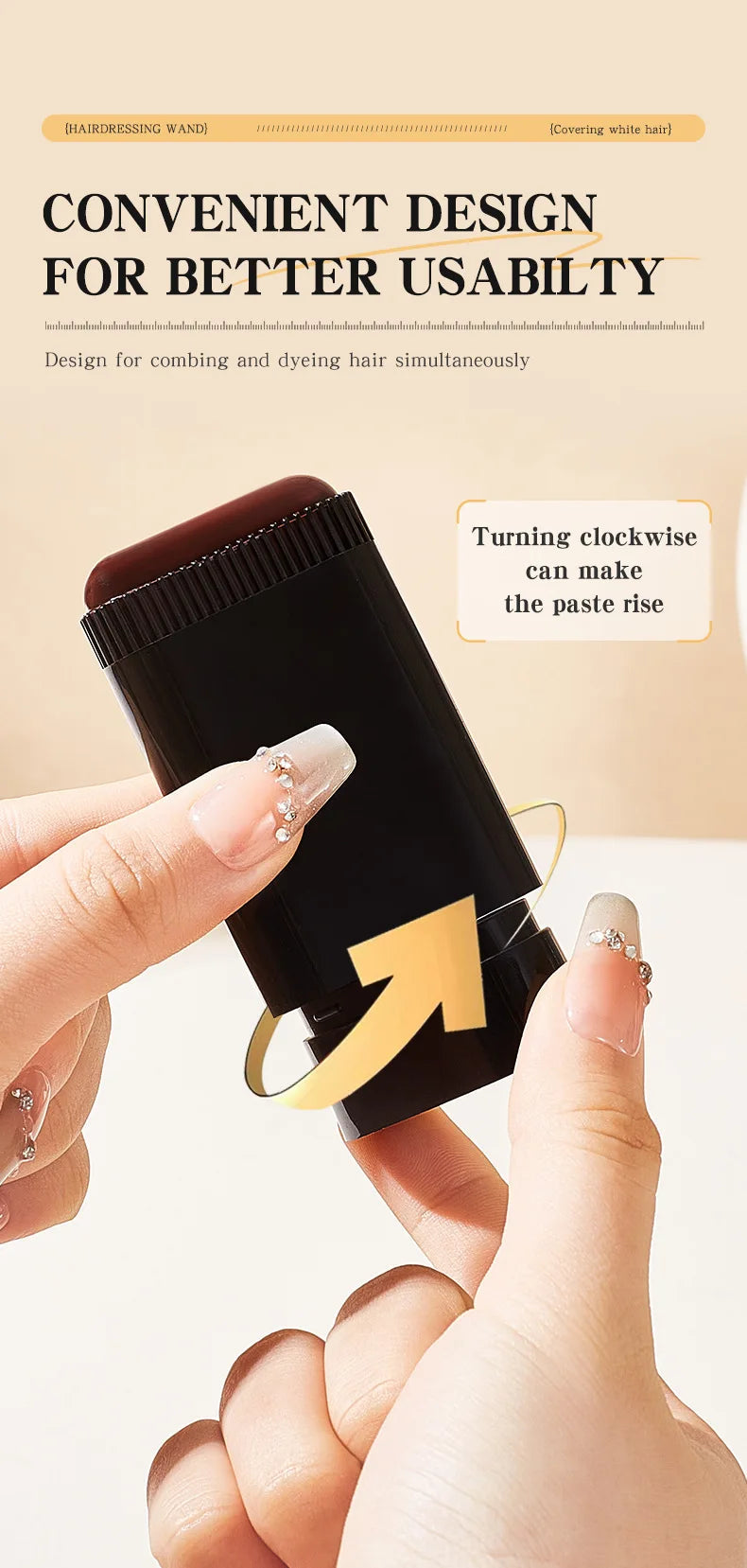 2-in-1 Hair Color Brush & Comb - Instant Gray Coverage, On-The-Go Root Touch Up, Washable Temporary Black Dye for Men/Women Viralgem Store