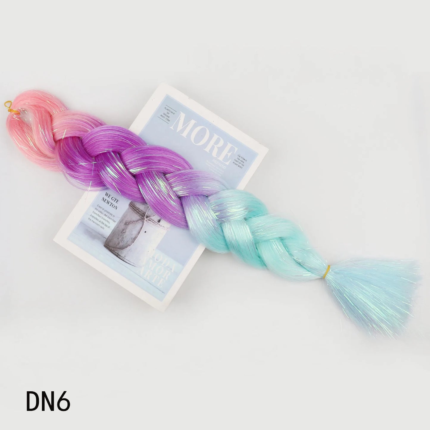 1-4 Packs Ombre Braiding Hair Extensions Synthetic Glitter Sparkle Rainbow Colored Hair 24inch Jumbo Braids Extensions for Women