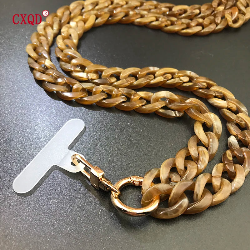 120cm Bevel Design Anti-lost Phone Lanyard Rope Neck Strap Colorful Portable Acrylic Cell Phone Chain Accessories Gifts Outdoor Viralgem Store