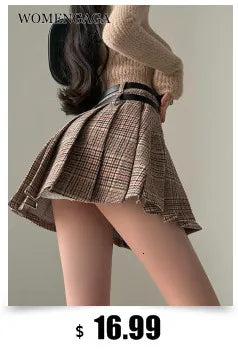 WOMENGAGA Leather Matte Slim Mini Sexy Fashion PU Hot Short High Waist Skirt Korean Nightclub Streetwear Wholesale Clothes 7ST Viralgem Store