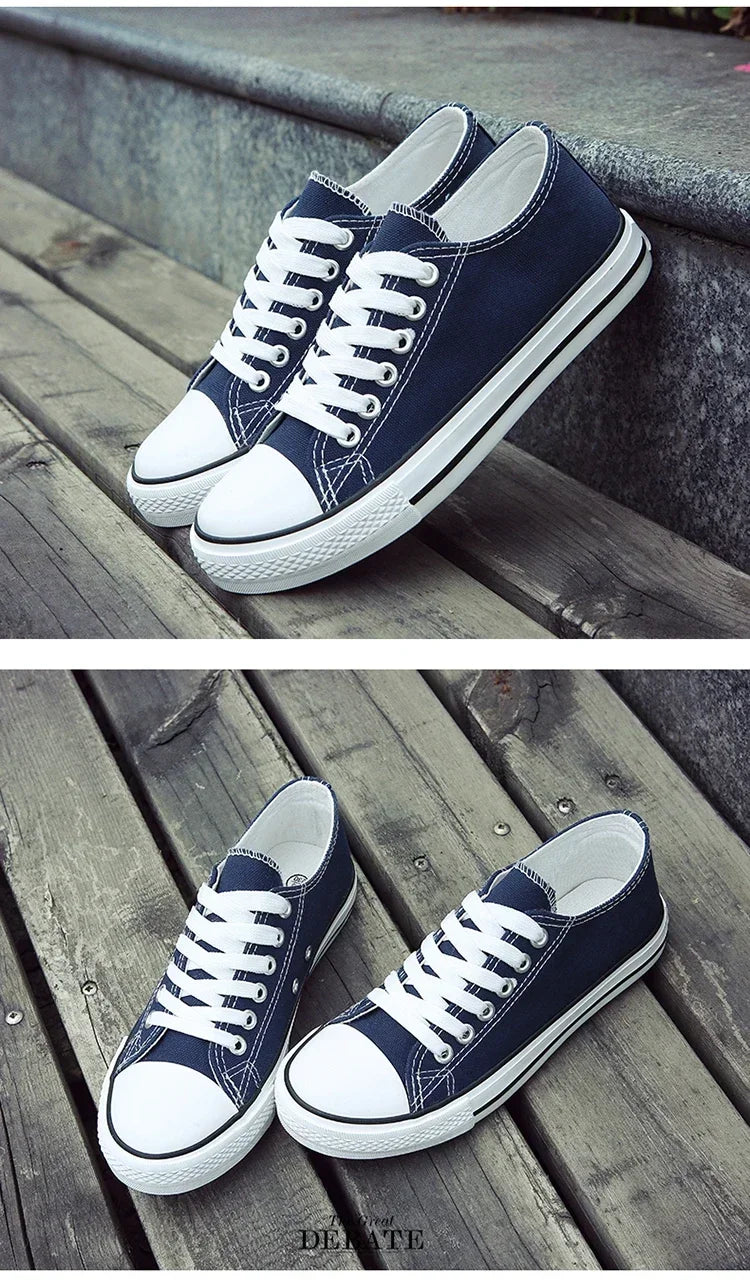 Student Running Solid ShoesWomen Vulcanized Ladies Lace-up Casual Breathable Walking Canvas Sneakers Spring Summer New Style Men