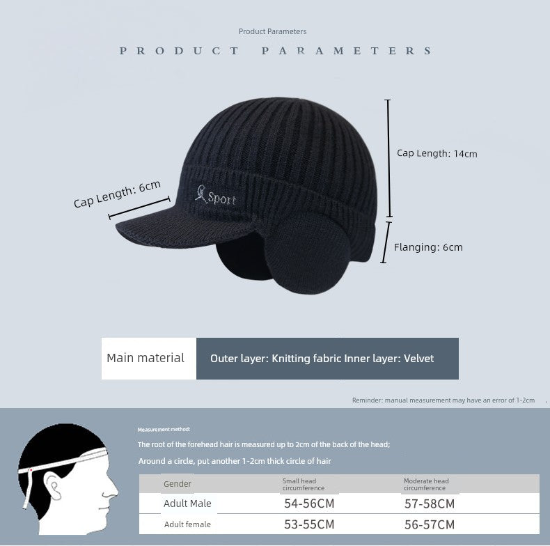 Winter Heattech Male Fleece-lined Thickened Cold Protection Cycling Hat