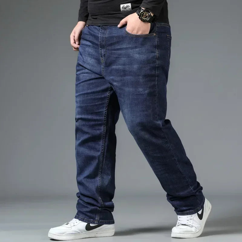 10XL Mens Black Jeans Oversize High Waist Loose Trousers Large Size Husband Plus Size Loose Denim Trousers Blue Male Denim Pants