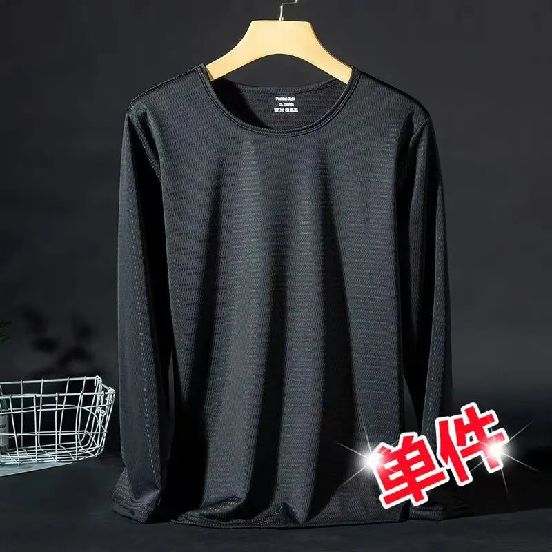 Summer Ice Silk T-shirt Men's Cold Short Sleeve O-neck Stretch Quick-drying Breathable Sports Shirt T Shirt Men Cool Down Tops