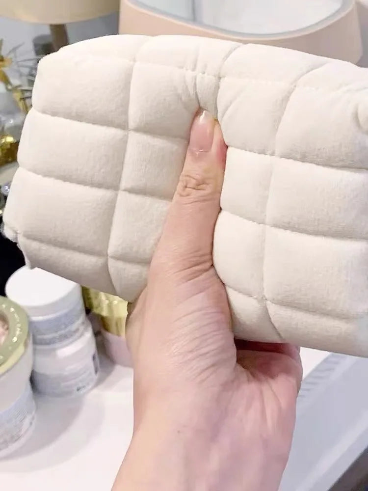 Women Zipper Fur Cosmetic Storage Bag Large Solid Makeup Organizer Handbag Stationery Pencil Case Travel Make Up Toiletry Punch Viralgem Store