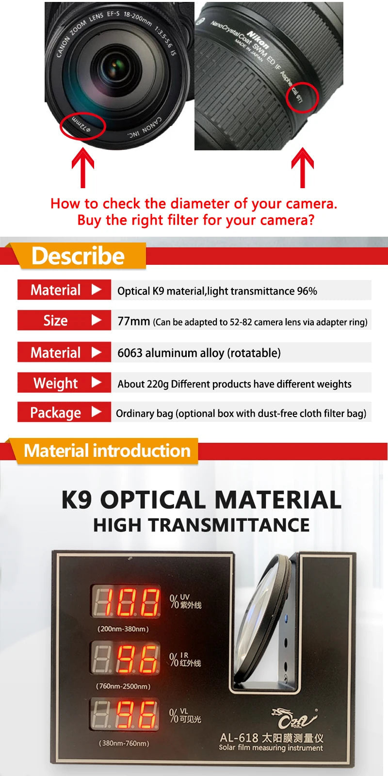 77mm 82mm Photography Special Effects Filters Prism SLR Camera Lens Accessories for Canon Nikon Viralgem Store