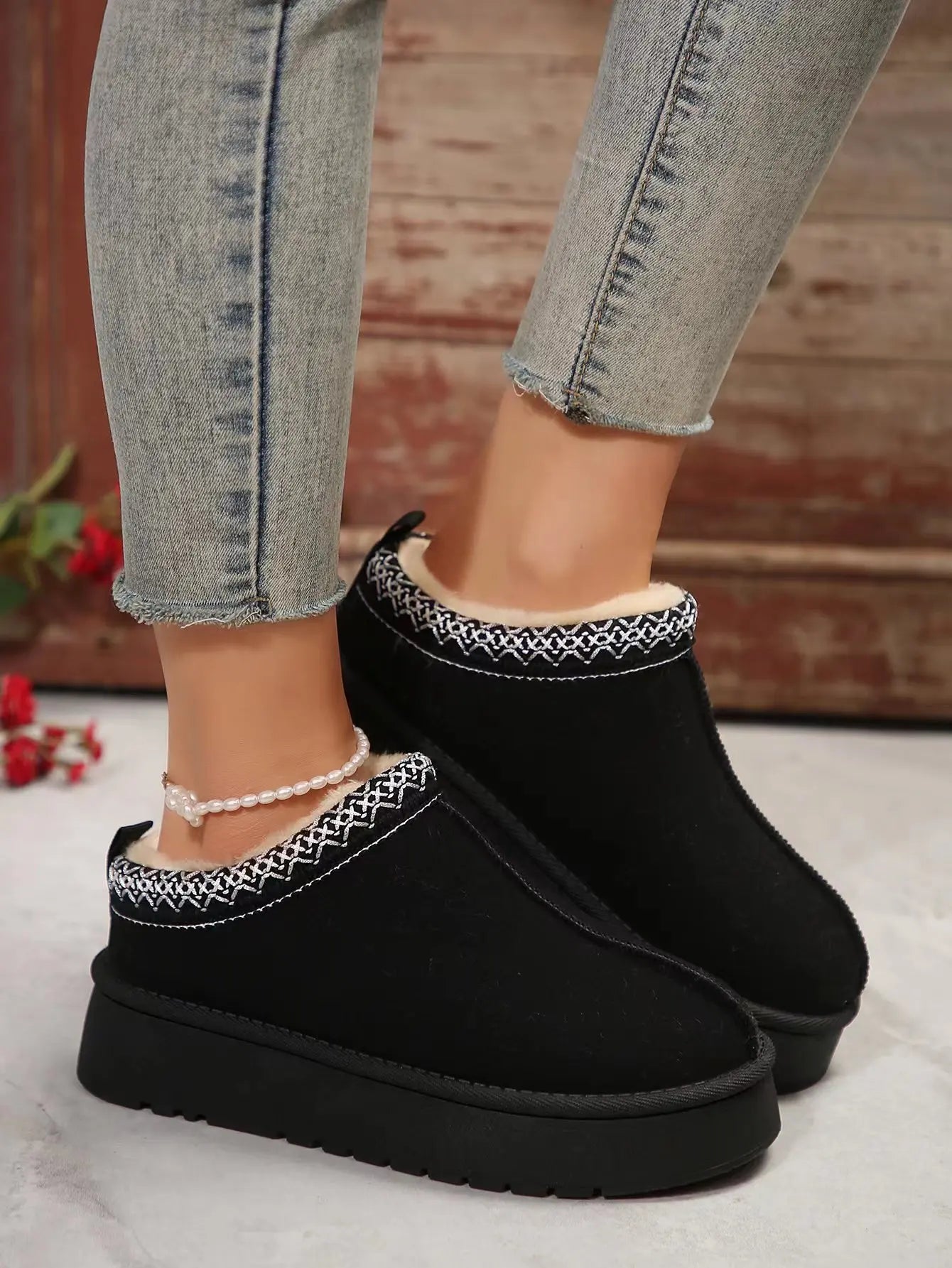 2024 New Women's Wool Slippers Warm Platform Wool Slipperswomen Slippers   Women  Sheepskin Slippers Women Shoes