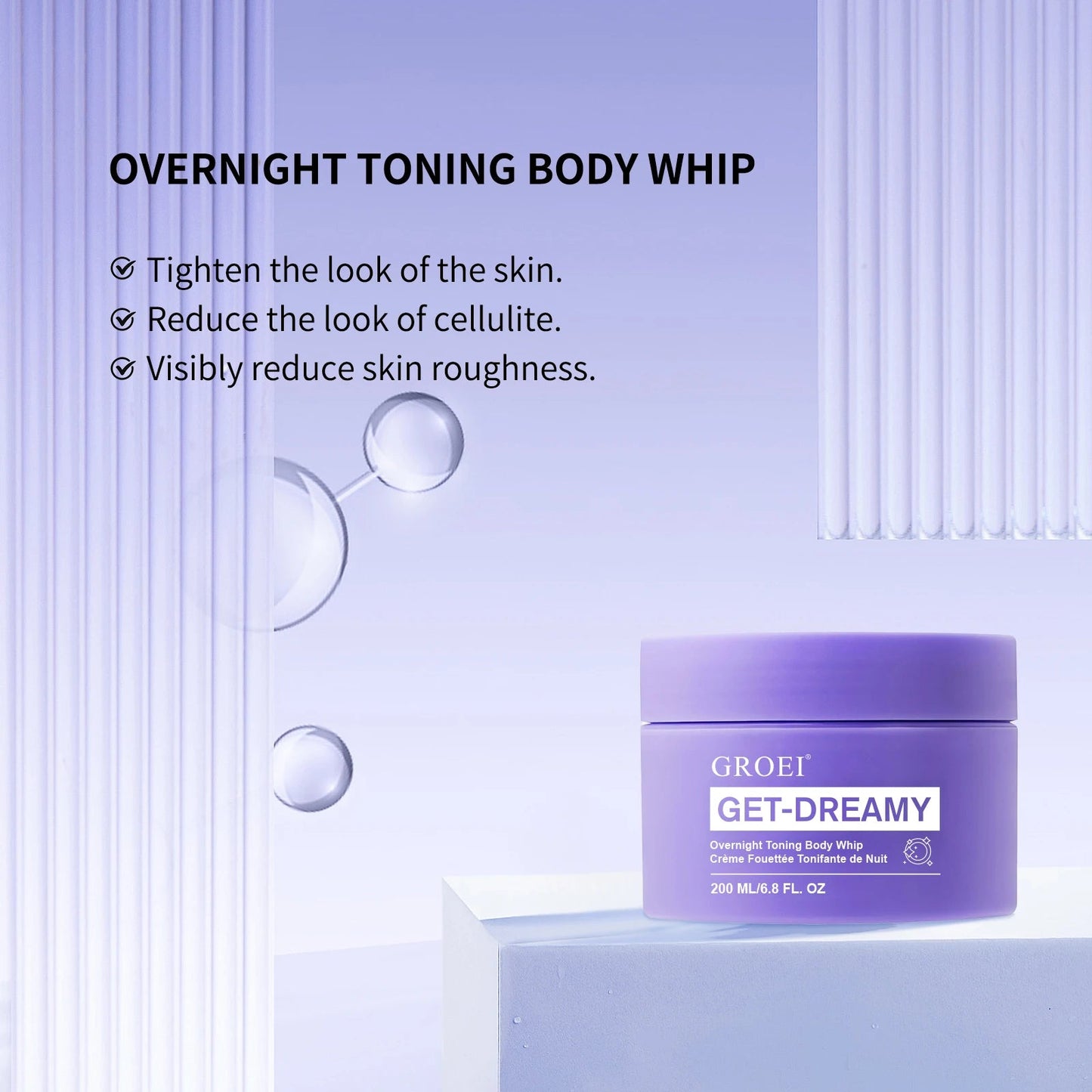 200ML Body Lotion Overnight Toning Whip Get,Deep Moisturizing Firming Hydration Smooths & Brightens Effectively Prevent Dry Skin Viralgem Store
