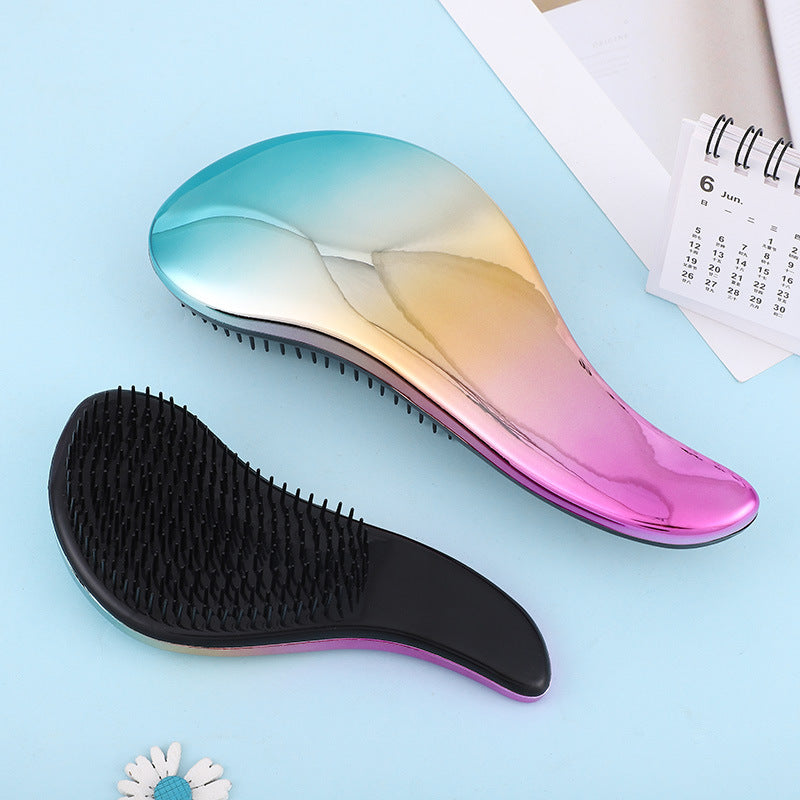 1pc Magic Anti-static Hair Brush Handle Plastic Electroplate Comb Shower Shampoo Massage Comb Salon Hair Styling Tools Viralgem Store