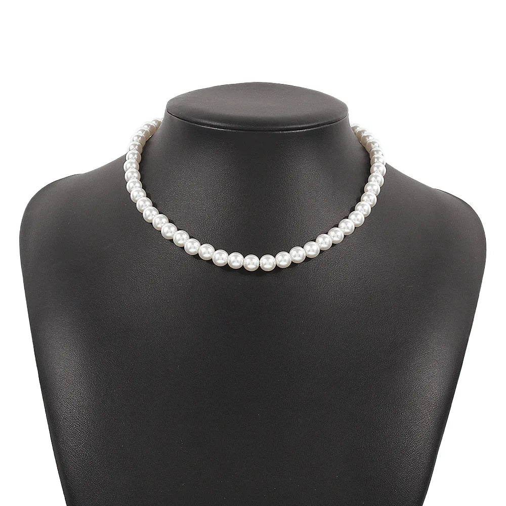 2023 Trend Wedding Party Jewelry Big Pearl Choker Necklace For Women Elegant White Imitation Pearl Necklaces X0172 Viralgem Store