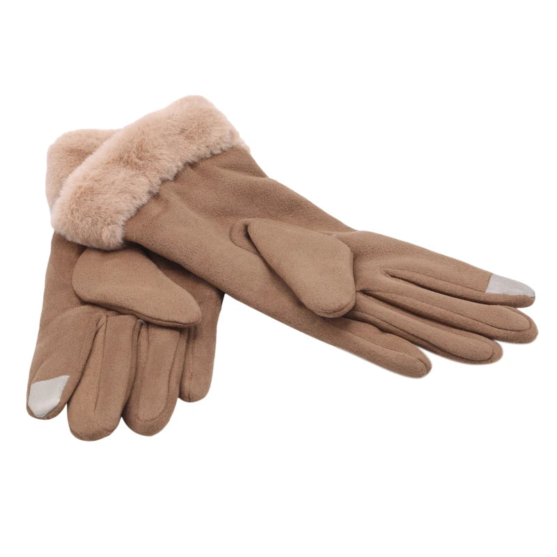 Women Gloves Autumn Winter Fashion Thickening Cold-Proof Warm Mitts Full Finger Mittens Outdoor Female Gloves Touchable Screen