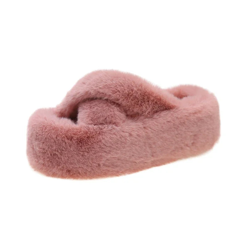 Woman Furry Ladies Faux Fur Luxury Fluffy Plush Slipper House Soft Fuzzy Girl Platform Indoor Flat Casual Sabot Round Toe Winter Viralgem Store