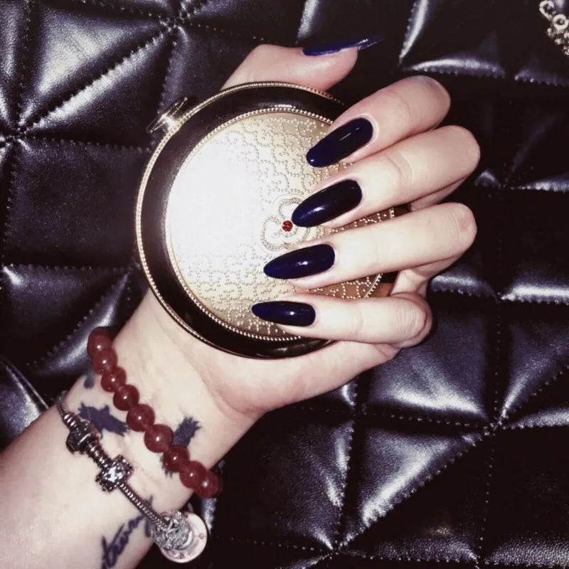 24p Artificial Acrylic Finished Sticky Nails Black Almond Nail Art Fake Nails Handmade Long Ballet Removable Press on Nail Tips Viralgem Store