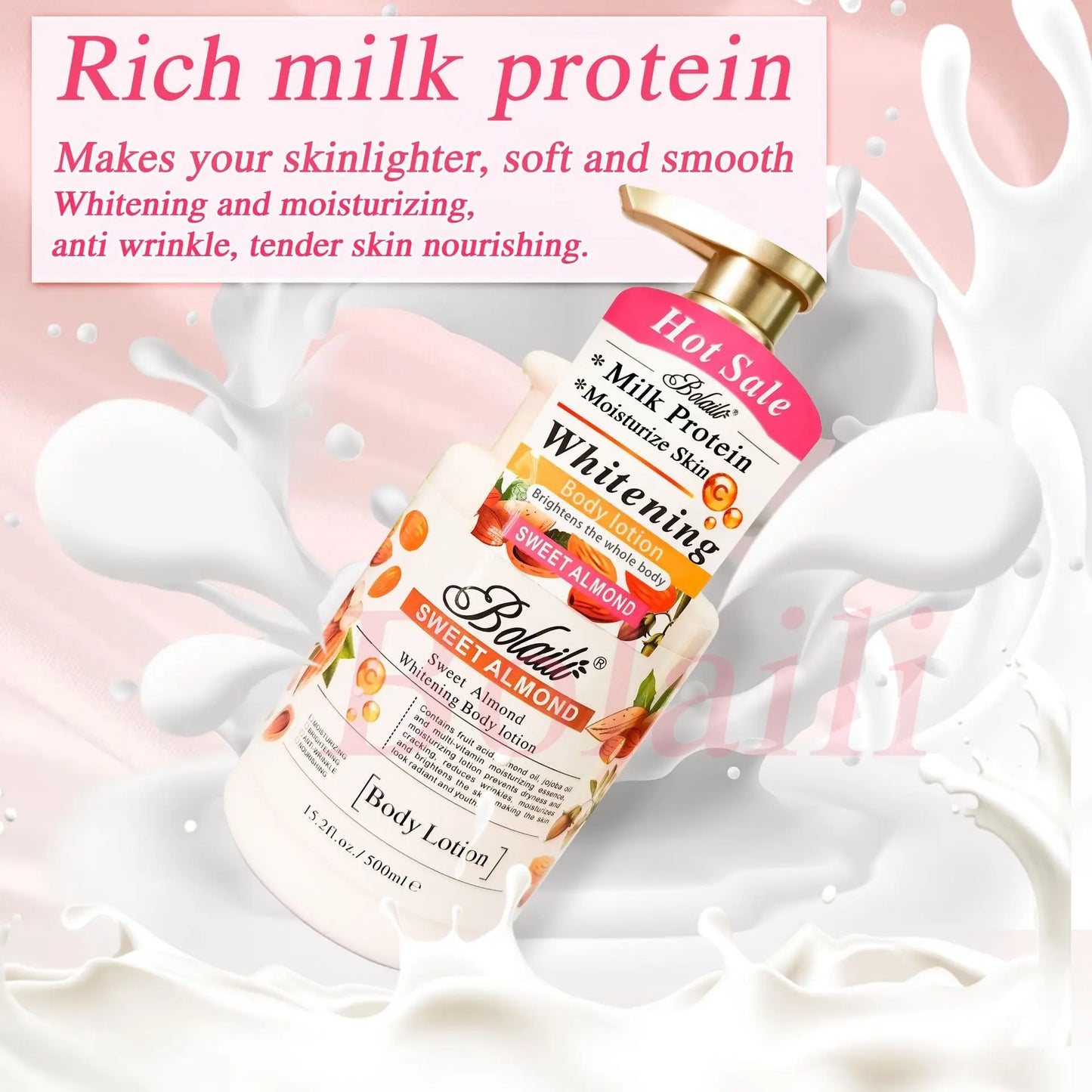 15.2fl.oz/500ml Sweet Almond 14 Days Magic Whitening Face Body Lotion Skin Moisturizing Cream