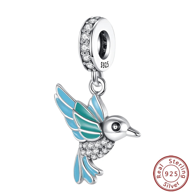 100% 925 Silver Parrot Hummingbird Owl Birds Fashion Design Charms Beads 3mm DIY Fine Jewelry Gifts Making Viralgem Store