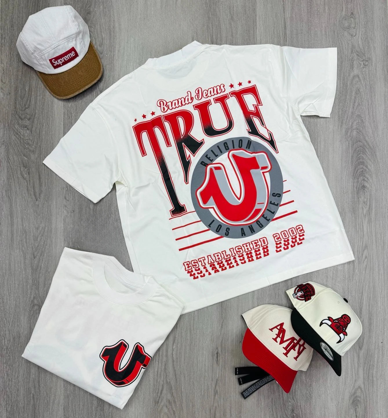 True Religion T-shirt Graphics T-shirt Men Cotton Graphic Crew Neck T-shirt Printed Short Sleeve Comfortable Breathable Top Viralgem Store