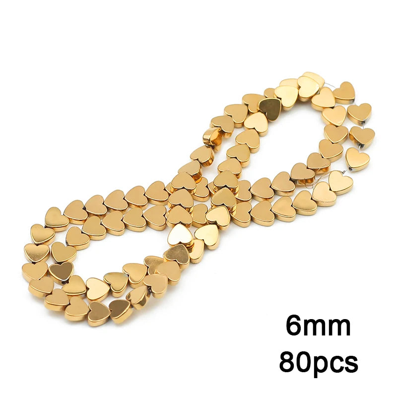 3A+ Retention Color Various Shapes Star Heart Hematite Natural Stone Plated Loose Gold Beads For Jewelry Making Diy Bracelets
