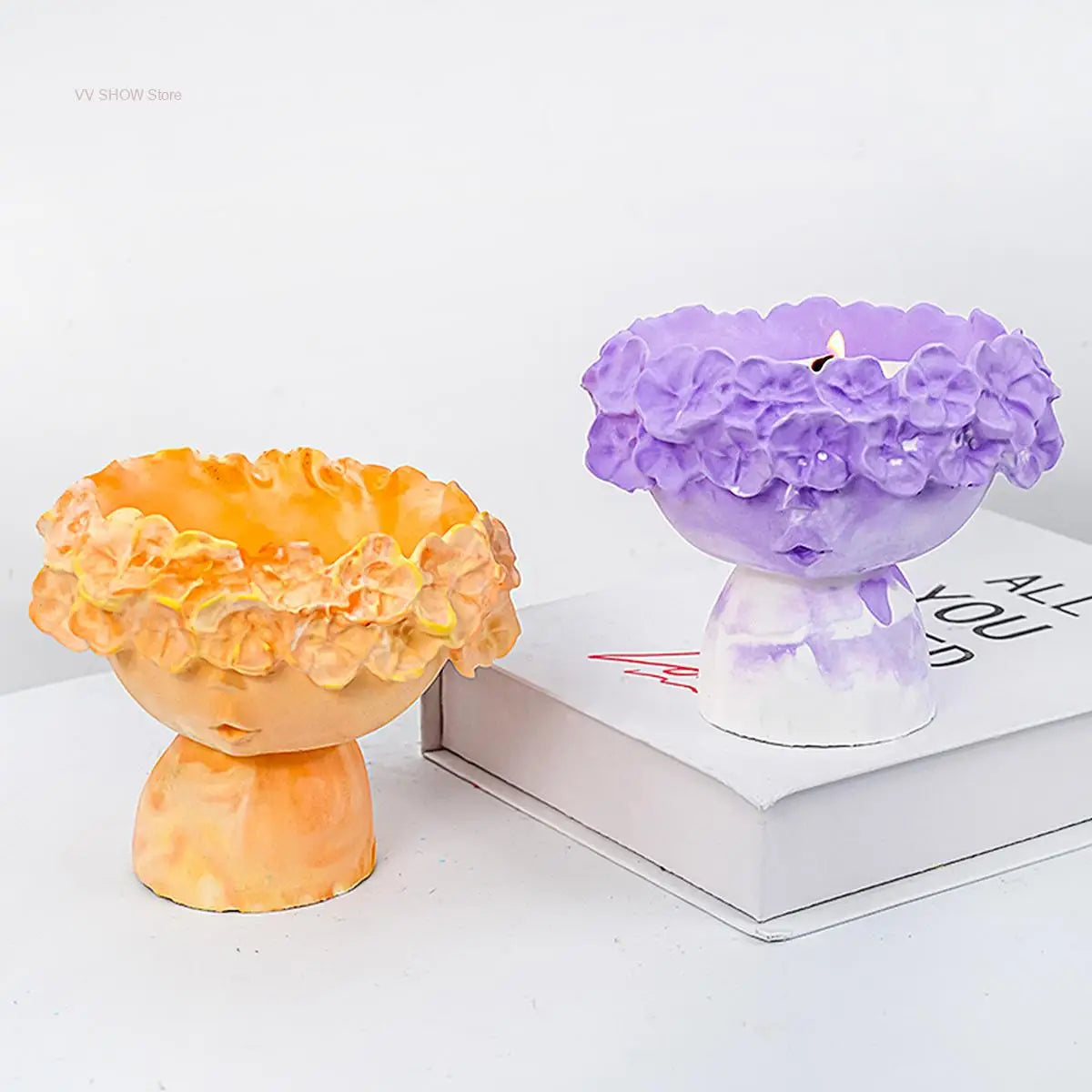 Wreath Girl Candle Cup Holder Silicone Mold Vase Garland Girl Flower Pot Gypsum Resin Epoxy Mould DIY Handmade Home Decor Gift