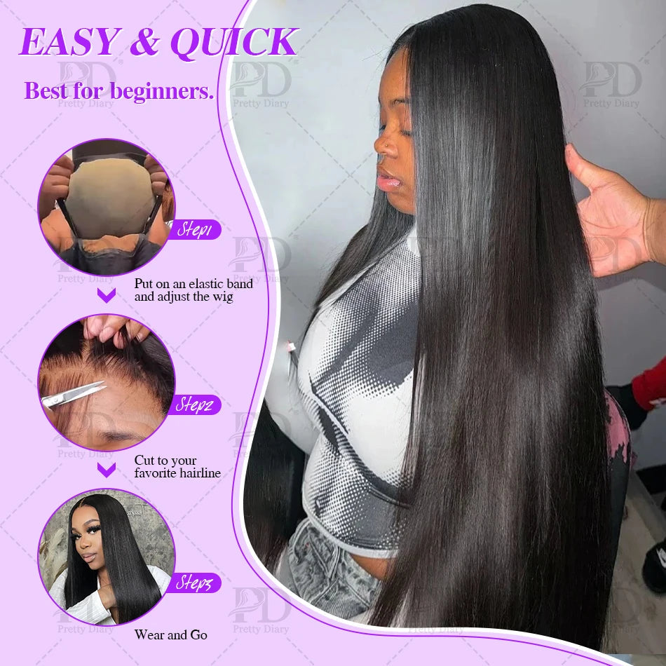 200% Pre Cut Wear and Go Glueless Wig Human Hair 5x5 Pre Cut Hd Lace Closure Wigs Bone Straight Pre Plucked Soft 100% Human Hair Viralgem Store