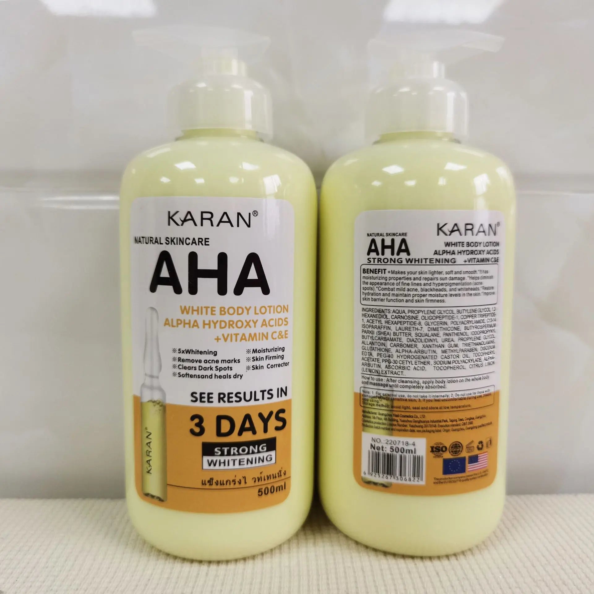 500ml Whitening Body Cream Hydroxy Acids Vitamin C&E Moisturizing Lightening Body Lotion Skin Care Remove Acne Marks Viralgem Store