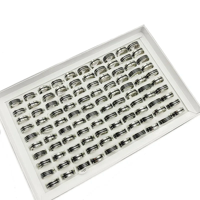 20pcs/Lot Factory Wholesale Hot Mix Style Simple Stainless Steel Finger Rings Men Women New Gifts Jewelry Bar Wide Joint Ring Viralgem Store