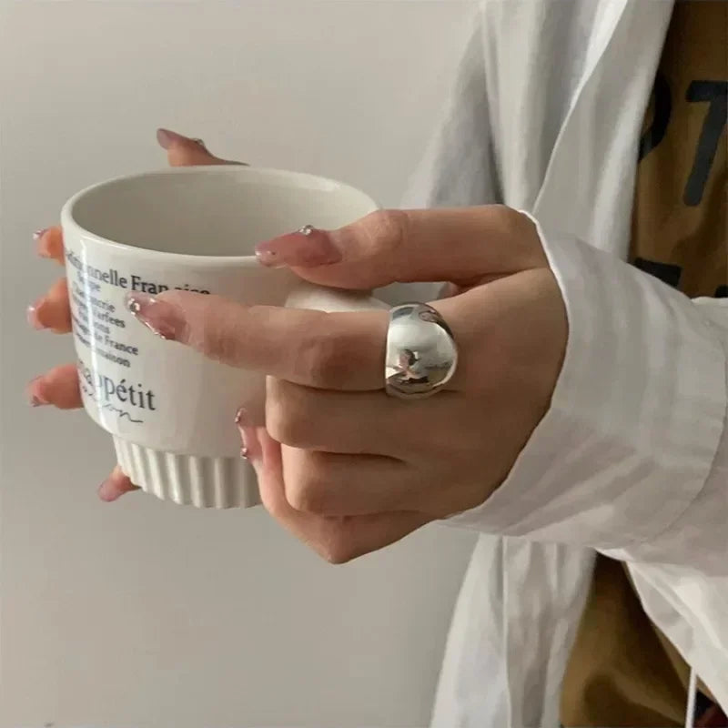 925 Sterling Silve Smooth Ring for Women Gift Personality Punk Creative Adjustable Minimalism Jewelry Dropshipping