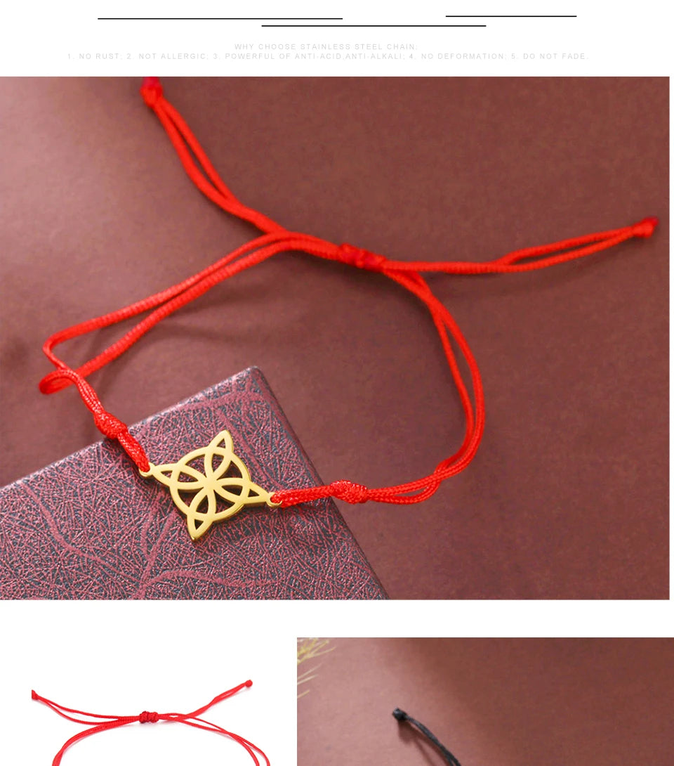 Witch Knot Pendant Stainless Steel Charm Bracelet Vintage Fashion Wax Rope Chain for Women men Good Luck Amulet Jewelry New in Viralgem Store